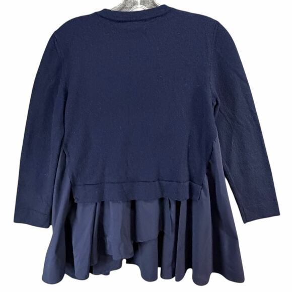 Meimeij Mixed Media Tunic Sweater M Navy Blue Wool Blend Layered Hem Top Luxury - Picture 6 of 16